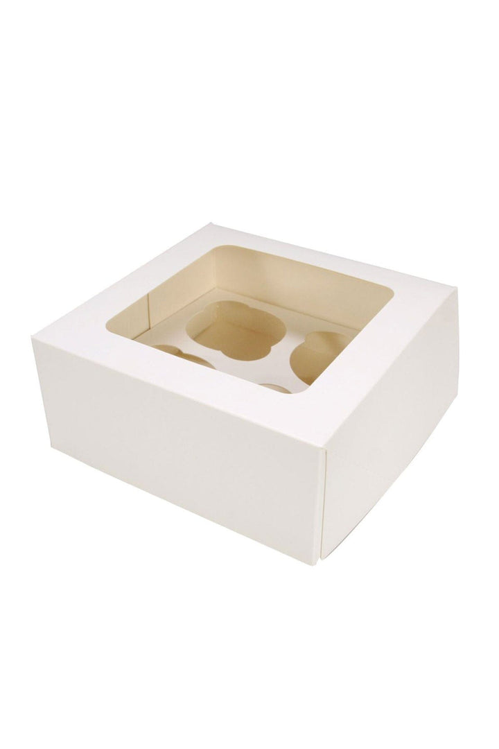4 Hole Cupcake Box - White Cake Box Sprinkly