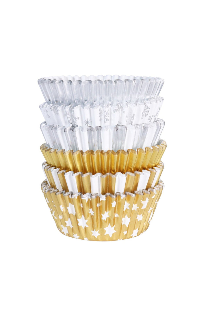 Cupcake Cases - Christmas Metallic Gold & Silver (Pack of 100) PME