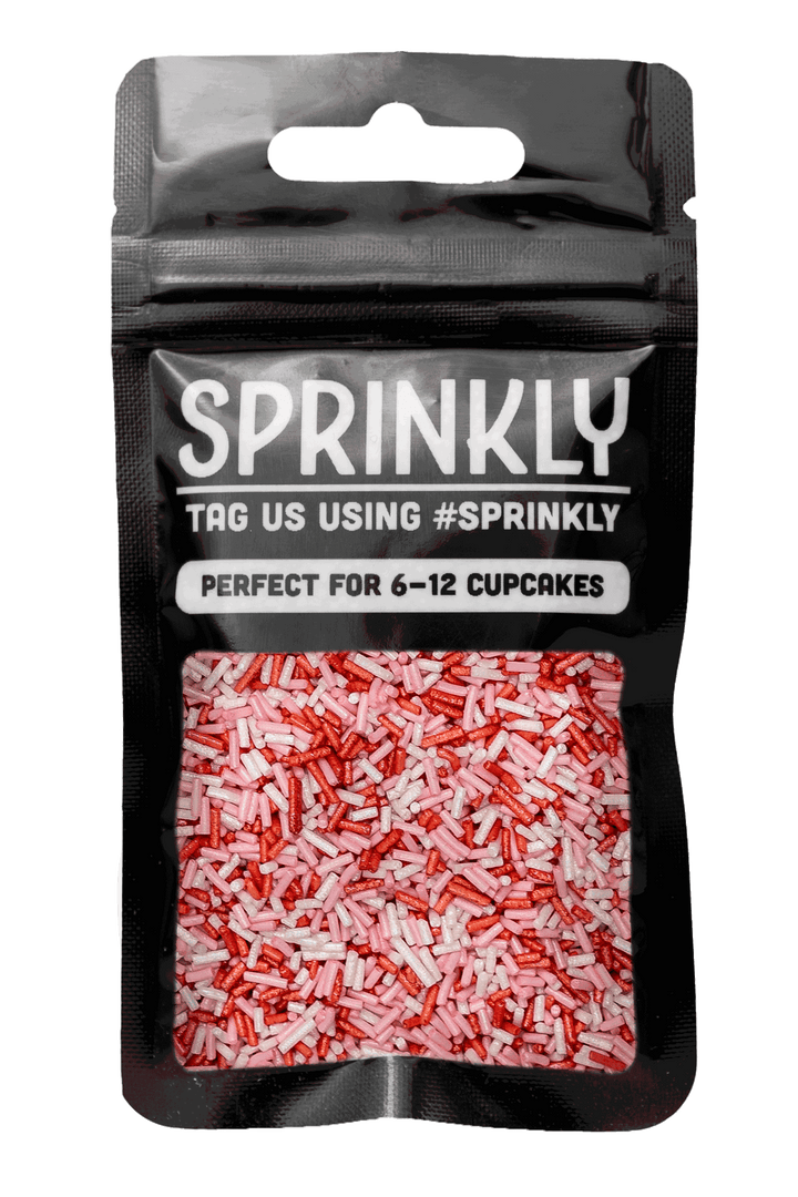 Glimmer Strands - Pink, Red & White (No E171) Sprinkles SPRINKLY
