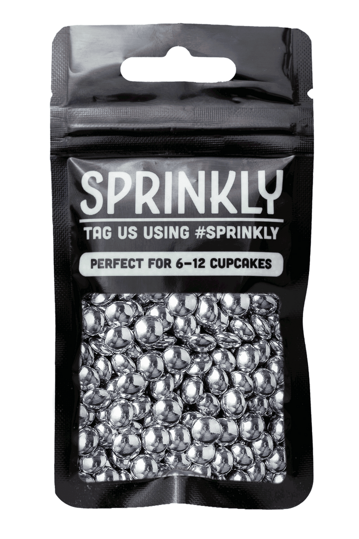 Mini Chocolate Beans - Metallic Silver Sprinkles Sprinkly 30g Sample Packet