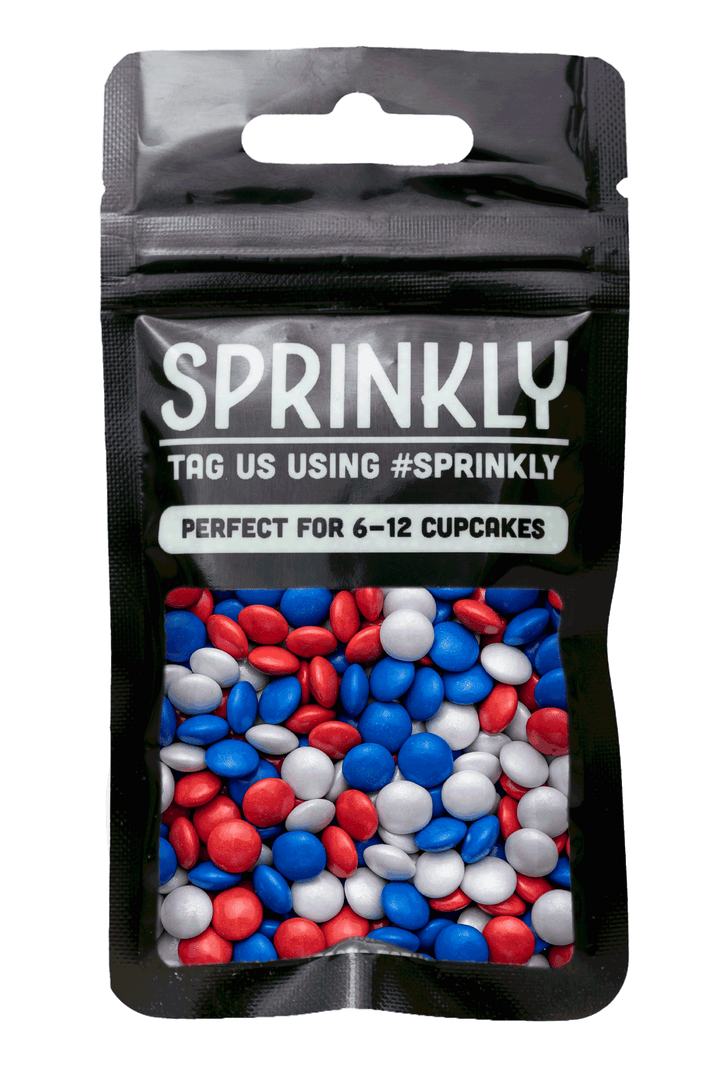 Mini Chocolate Beans - Red, White & Blue Sprinkles Sprinkly 30g Sample Packet