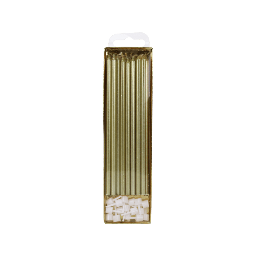 PME - Candles - Gold Extra Tall W/ Holders (7") - Pk/16 Birthday Candles PME