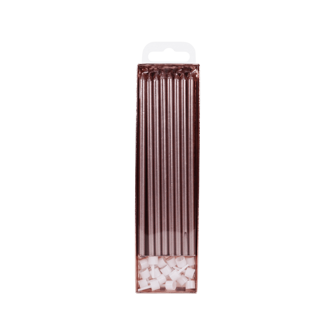 PME - Candles - Rose Gold Extra Tall W/ Holders (7") - Pk/16 Birthday Candles PME