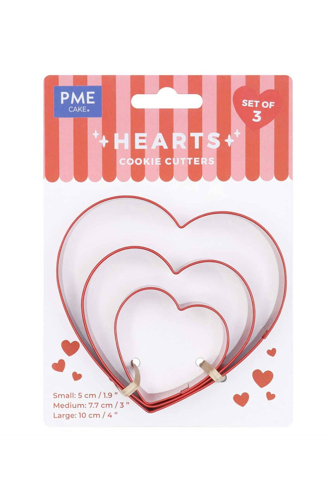 PME Valentine’s Cookie Cutter Set of 3 - Hearts Cake Tool PME