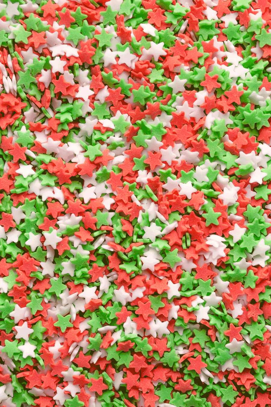 Stars - Matt Red, White & Green Sprinkles Sprinkly