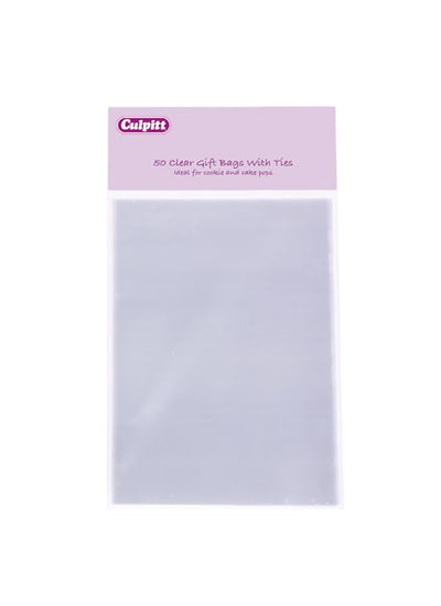 50 Clear Gift Bags with Ties (Medium) - SimplyCakeCraft