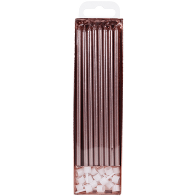 PME - Candles - Rose Gold Extra Tall W/ Holders (7") - Pk/16 Birthday Candles PME 