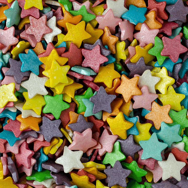 Large Rainbow Glimmer Stars Cake Sprinkles