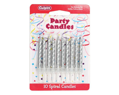 10 Gold/Silver Spiral Candles with Holders - SimplyCakeCraft