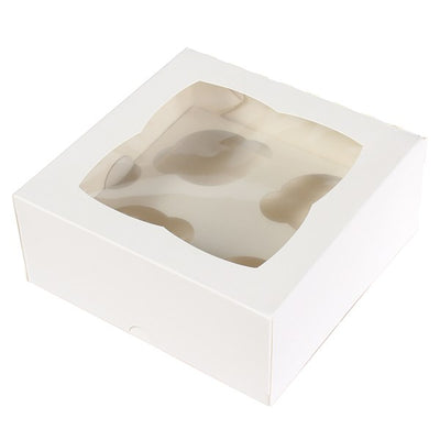White Window 4 Hole Cupcake/Muffin Box - SimplyCakeCraft