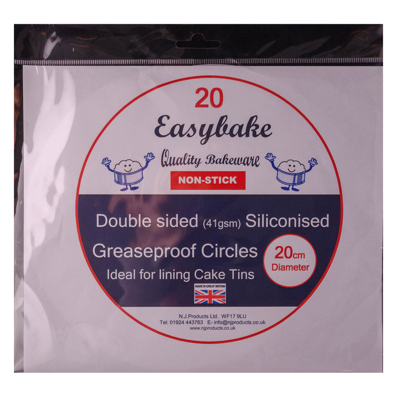 Double Sided Siliconised Greaseproof Circles 20cm - SimplyCakeCraft