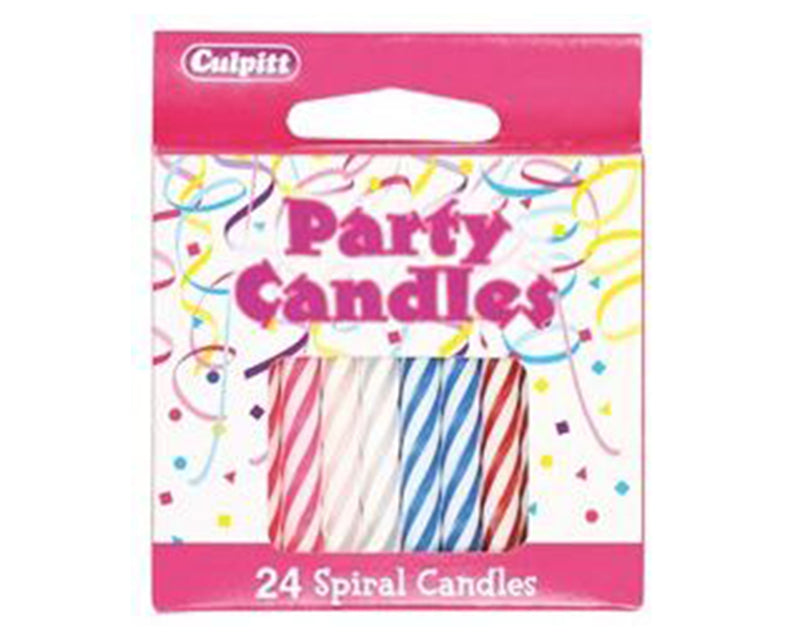 24 Multi Coloured Spiral Candles - SimplyCakeCraft