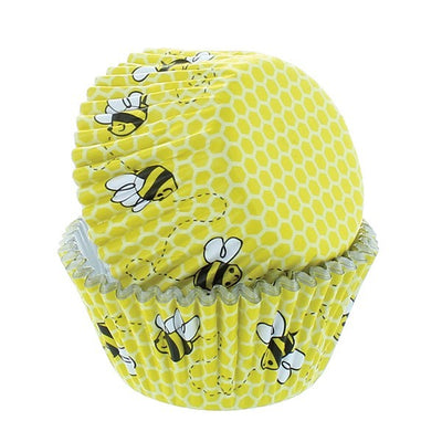 Bee Honecomb Themed Cupcake Foil Lined Baking Cases - Pack of 25 - SimplyCakeCraft