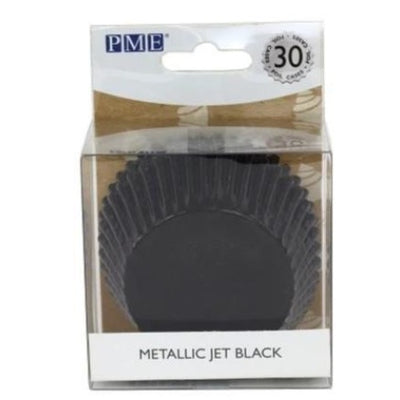 PME Metallic Jet Black Foil Lined Cupcake Cases x 30 - SimplyCakeCraft