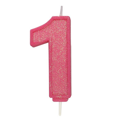 Pink Sparkle Number Candles - SimplyCakeCraft