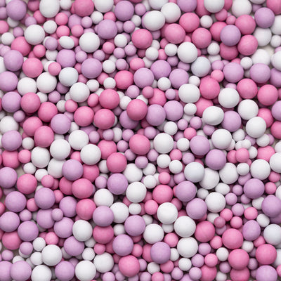 Matt Chocolate Balls - Pink, White & Lilac (Valentines Mix) Sprinkles Sprinkly 