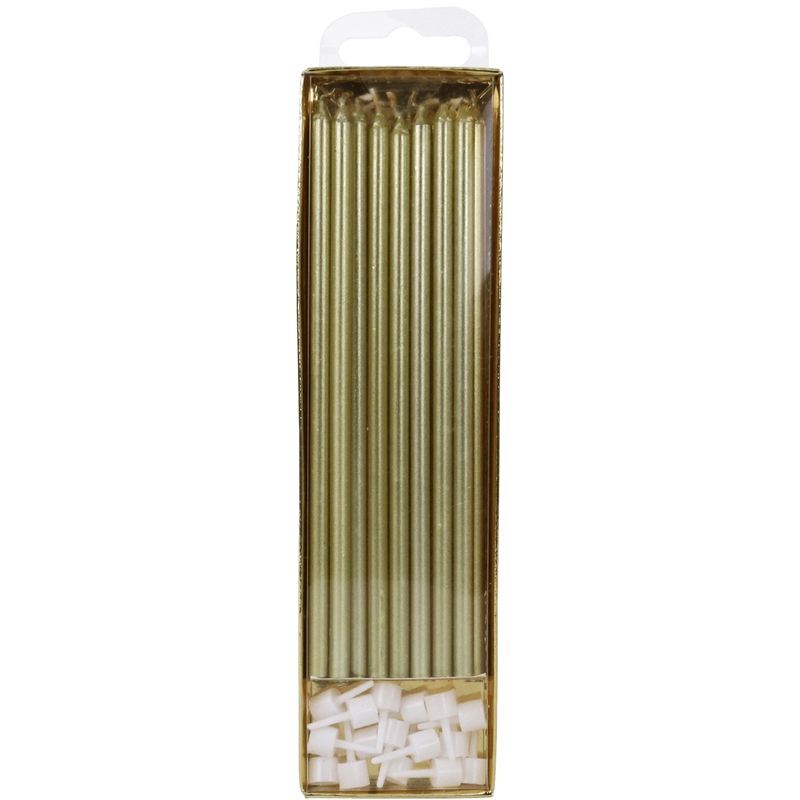 PME - Candles - Gold Extra Tall W/ Holders (7") - Pk/16 Birthday Candles PME 
