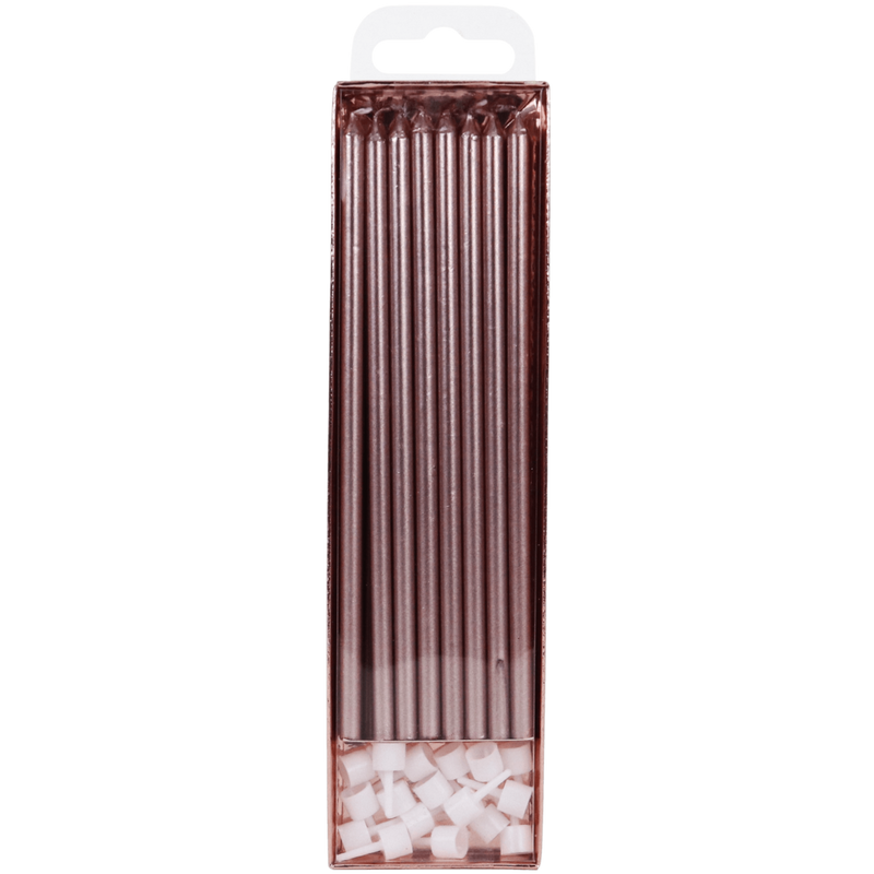 PME - Candles - Rose Gold Extra Tall W/ Holders (7") - Pk/16 Birthday Candles PME 