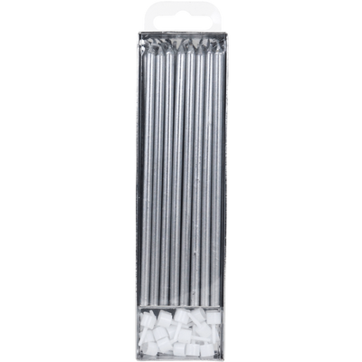 PME - Candles - Silver Extra Tall W/ Holders (7") - Pk/16 Birthday Candles PME 