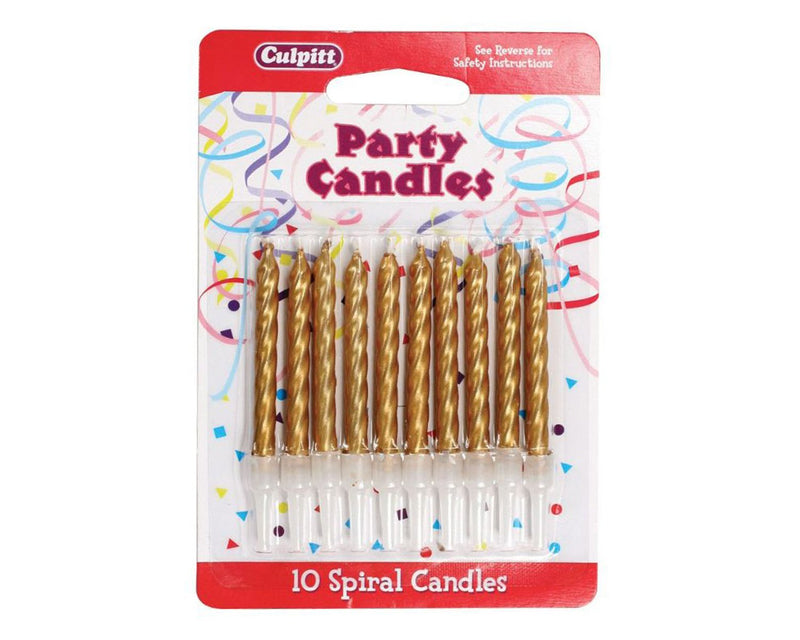 10 Gold/Silver Spiral Candles with Holders - SimplyCakeCraft