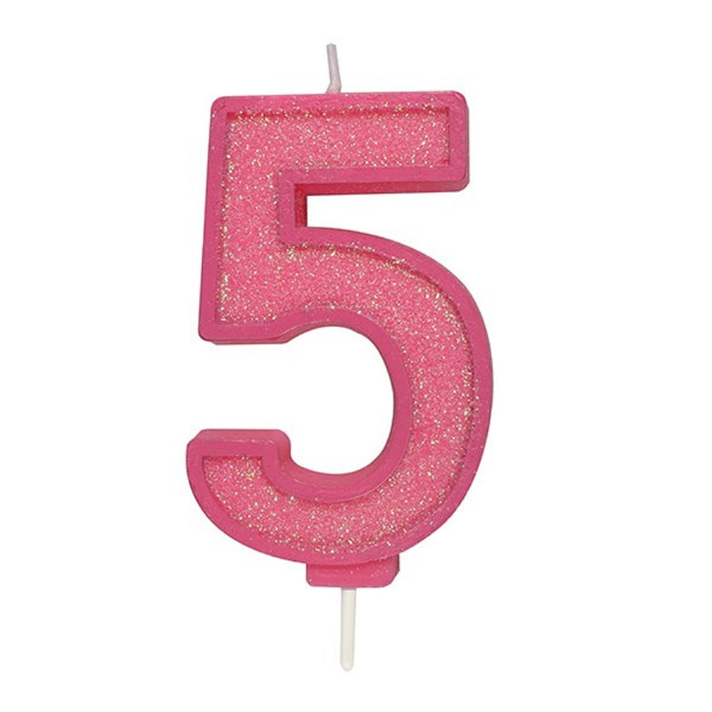 Pink Sparkle Number Candles - SimplyCakeCraft