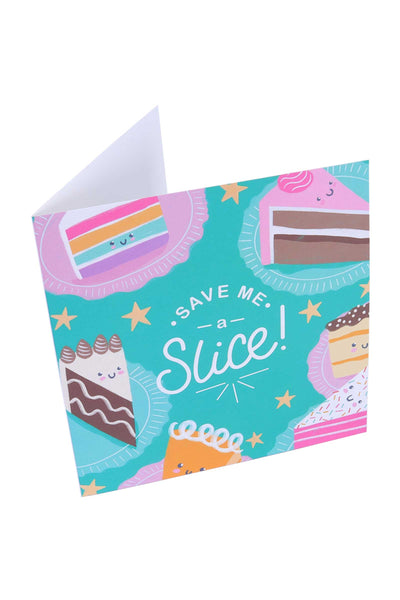 'Save Me A Slice' Green Greeting Card Greeting & Note Cards PME 